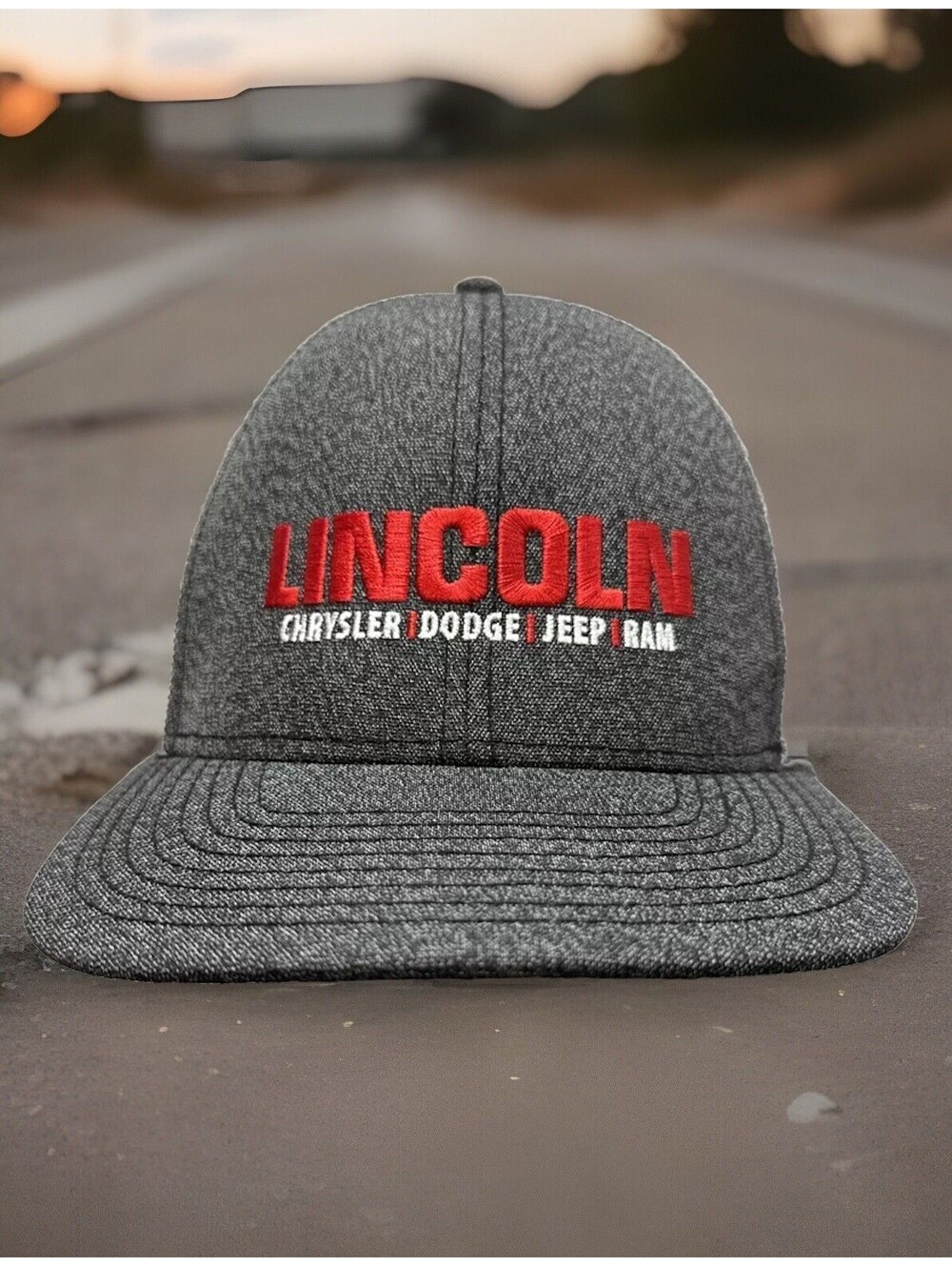 Lincoln Chrysler Dodge Jeep Ram Truck Dealership Gray Mesh Snapback Baseball Cap